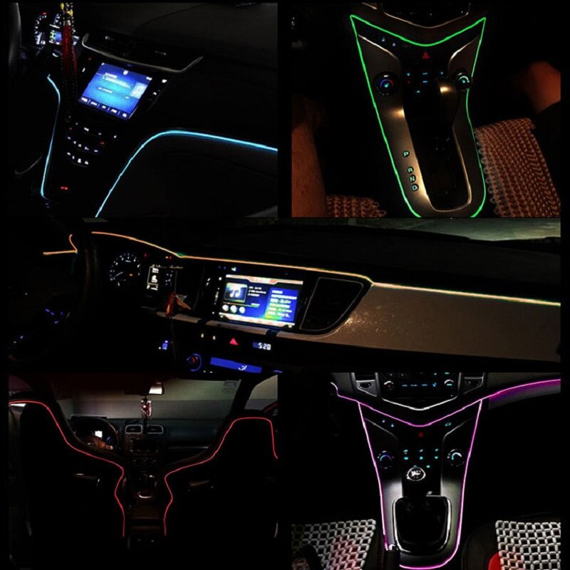 Taśma LED do samochodu podświetlany przewód rura linowa przełącznik USB oświetlenie ambientowe samochodu papierosa lampa neonowa girlanda dekoracyjna elastyczny świetlówka Led Auto Led