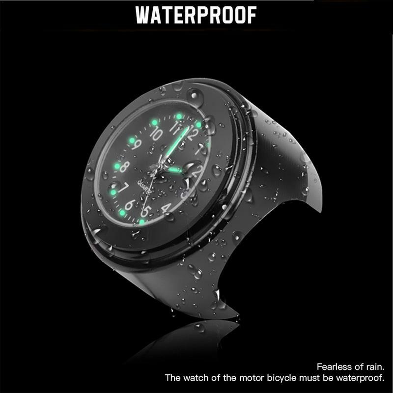 Dial Motorcycle Clock Waterproof Handlebar Clocks Temperature Meter Glow In The Dark Anti-Slip Shockproof Fit 22-25.4mm