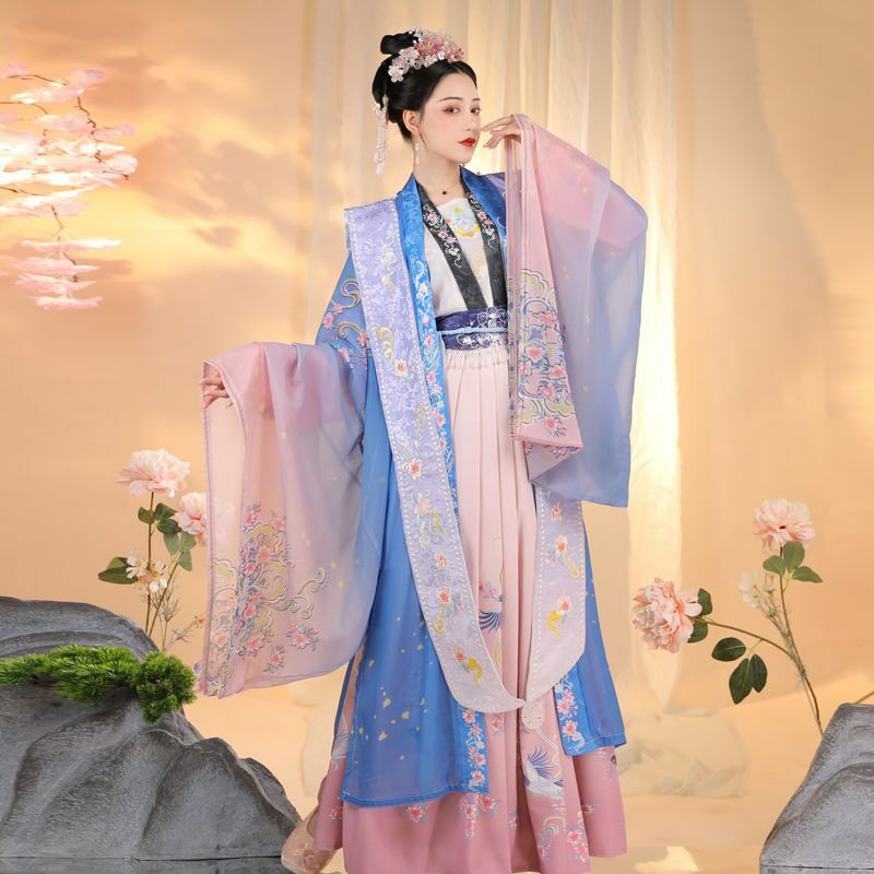Luxury Hanfu female koi color Song system Xipei large wide sleeve long skirt embroidered waist skirt Chinese wind summer ханьфу