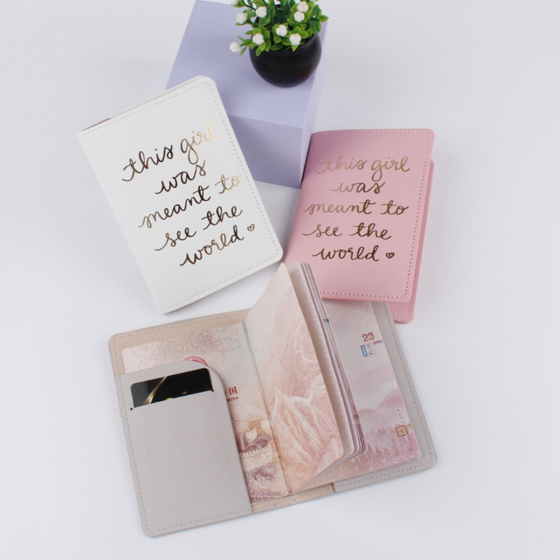 Travel Accessories Letter Print Waterproof PU Leather Passport Holder Cover Passport Holder Travel Wallet ID Card Holders Case