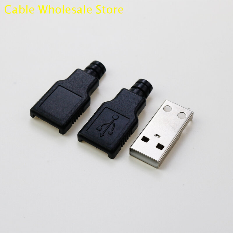 Оптовый магазин кабелей, 1 шт., A-образный разъем USB, 4-контактный разъем, розетка, черная пластиковая крышка, USB-разъем