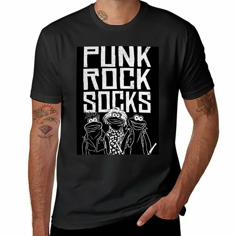 남성용 펑크 록 양말 티셔츠, 헤비웨이트 일반 커스텀 티셔츠