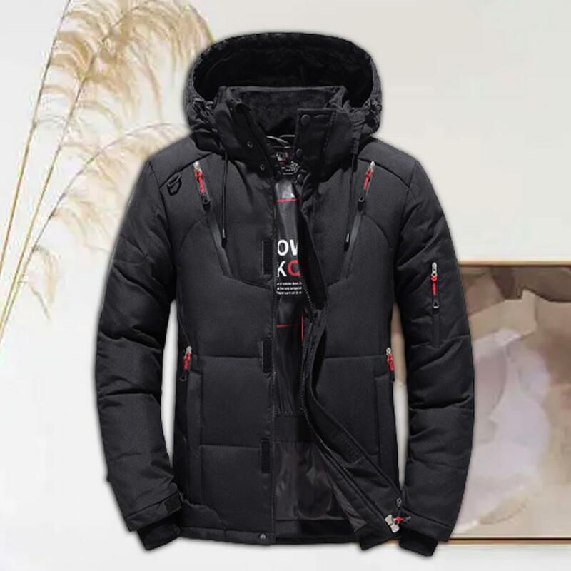 Abrigos de plumón de talla grande para hombre, chaqueta acolchada de algodón con cremallera, decoración, con múltiples bolsillos, a prueba de viento, para invierno