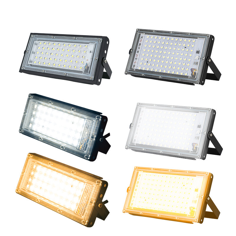 Reflector LED de 2/4 piezas, CA 110V, 220V, 50W, 100W, impermeable, alto brillo, proyector de jardín al aire libre, foco de iluminación, luces de inundación de pared