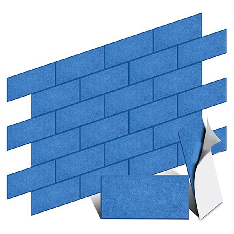 24Piece Sound Insulation Board 6X12X0.4Inch Sound Absorption And Noise Reduction (Blue)