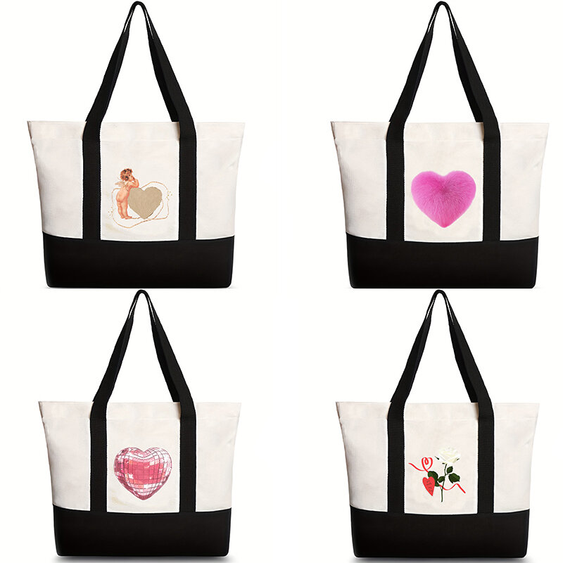 LOVE 핫 스탬핑 레터 프린트 여성용 핸드백, 대용량 방수, 레저 통근 가방 내부