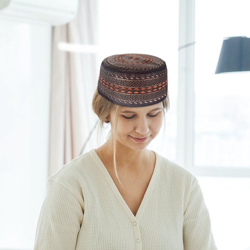 Fashion Muslim Islamic Prayer Hat Indian Hat Topi Kufi Round Caps Eid Ramadan Pray Arab Men Muslim Arabia Islamic Hat