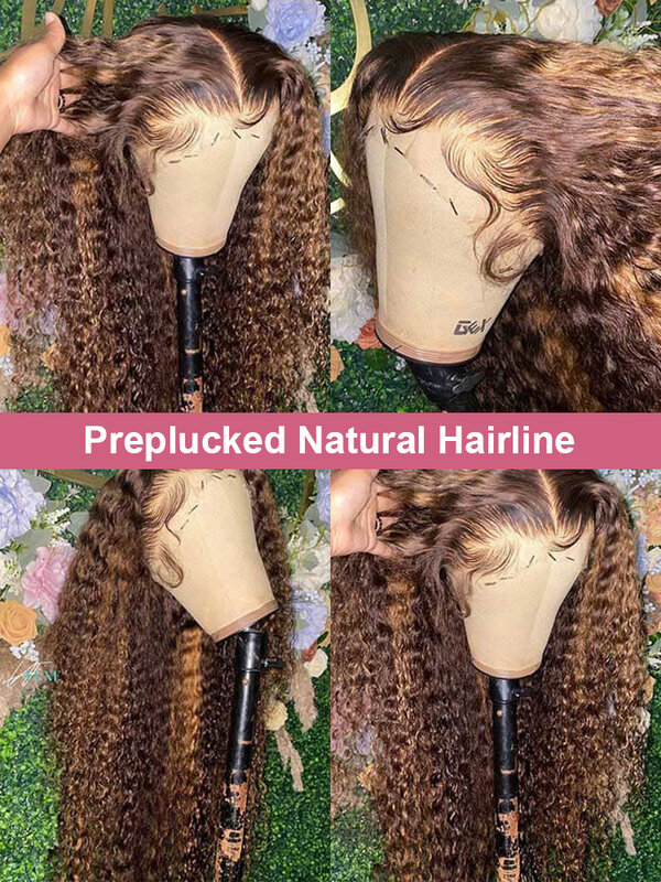 Highlight Curly Lace Front Human Hair Wig Bleached Knots 38 40 Inch Wear And Go Glueless Wigs Deep Wave Frontal Wig 13x6 Hd Lace