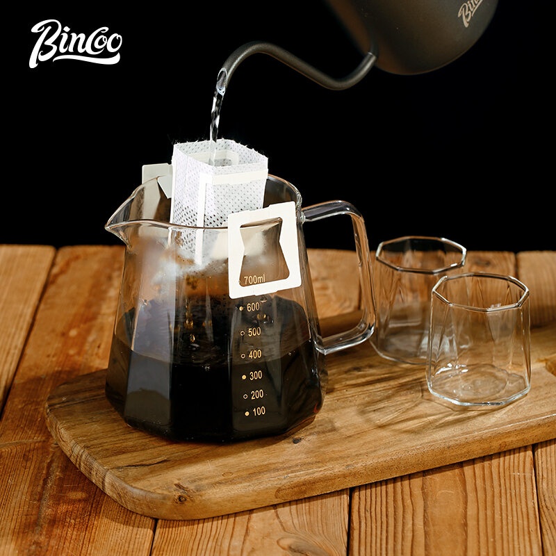Bincoo หม้อต้มกาแฟแบบใช้มือ, สำหรับใช้ในครัวเรือนถ้วยชิมแก้วทนความร้อนกาต้มน้ำกาแฟอเนกประสงค์แบบหยด