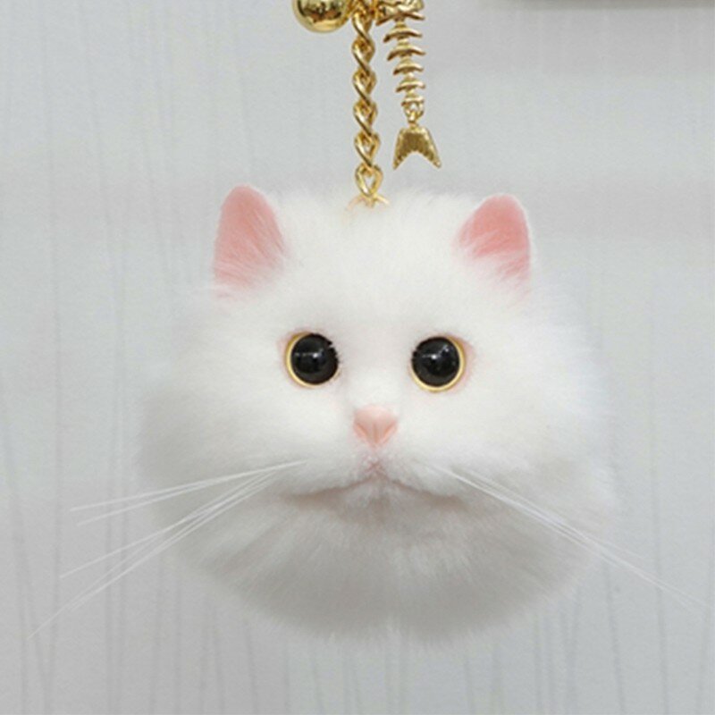 Kawaii New Simulation Cute Cat Pendant Lifelike Phone / Backpack Keychain Children's Outdoor Plush Toys Cartoon Birthday Gift