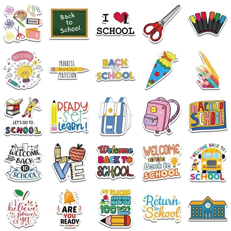 50 Stuks Kawaii Cartoon Terug Naar School Stickers Voor Kinderen Leraar Beloning Kinderen Plakboek Decoratieve Stickers