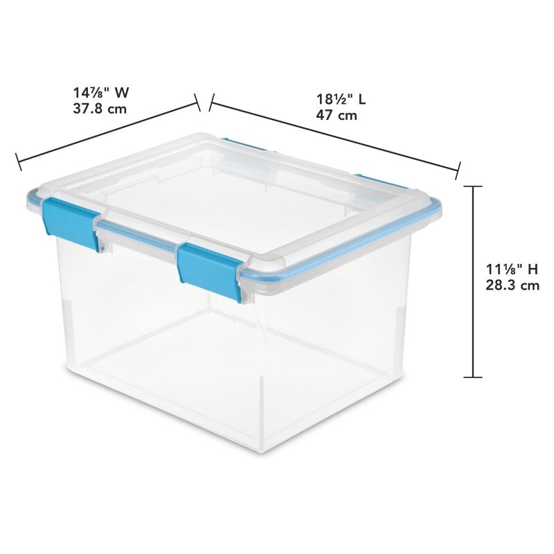 Caixa de vedação esterilita com base transparente e tampa azul, 32 Qt, conjunto de aquário de 4
