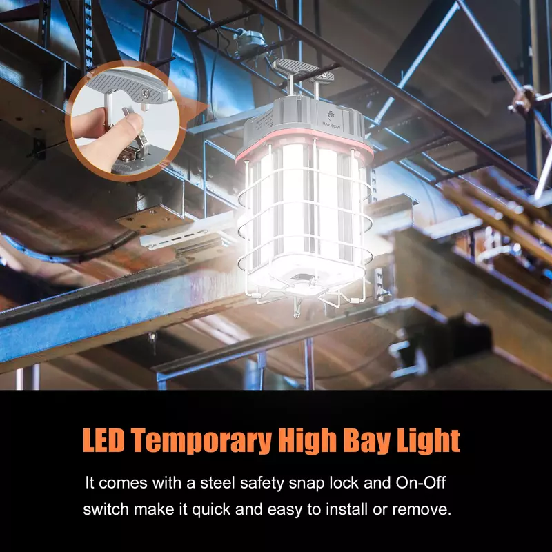 Lampe de chantier LED portable, lampe de travail temporaire, lampe de construction, CETL, résistant à 360, 150W, 120V