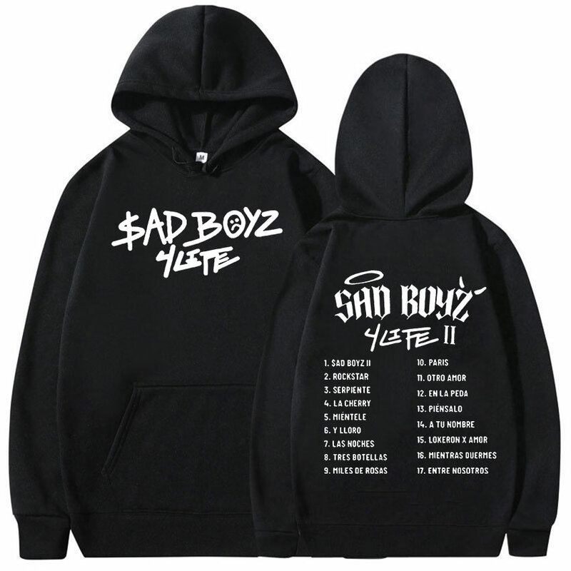 Boyz 4 Life Tour Junior H Sad Hoodie com capuz para homens e mulheres, pulôver Hip Hop Fashion, casual de grandes dimensões com capuz, 2024