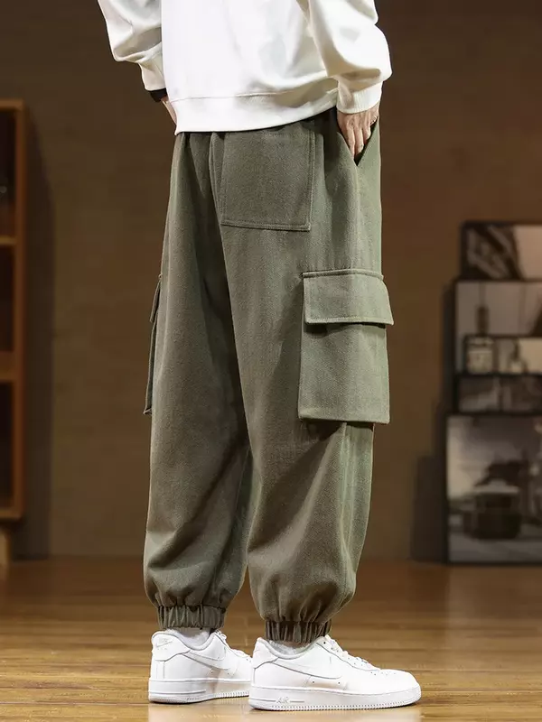 Calças masculinas de algodão multi-bolsos, calças largas casuais para corredores, streetwear hip-hop, calças harém masculinas, tamanho grande, 8XL, nova para outono, 2020