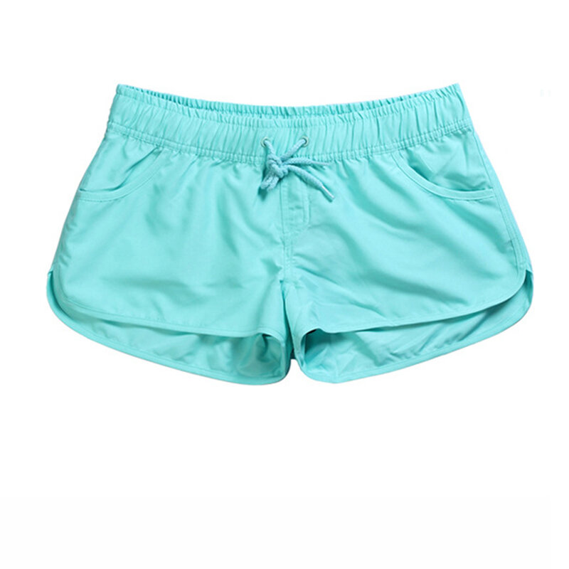 Shorts casuais para mulheres, cor sólida, solto, cintura elástica, respirável, esportes, ioga, praia, verão