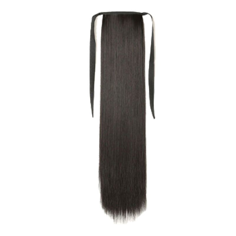 False Ponytail Hair Extension Wig Clip in Straight Long Synthetic Wrap Around Tail Hairpiece H
