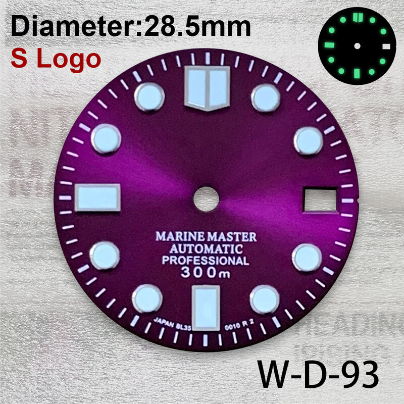 Dial Sunray con logotipo S de 28,5mm, adecuado para movimiento NH35/NH36/4R/7S, Accesorios luminosos verdes para reloj FIit 3/3.8/4 en punto