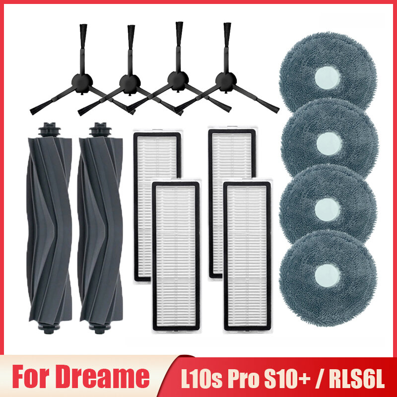 Accessoires pour aspirateur Dreame L10s Pro / RLS6L / Xiaomi S10 +, brosse à rouleau, brosse latérale, filtre HEPA, vadrouille, chiffons de gril, pièces détachées