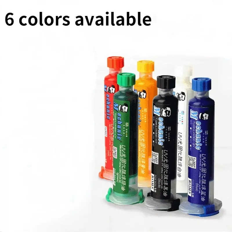 PCB BGA 회로 기판 절연 보호 납땜 페이스트 플럭스 오일 정비공용 UV 경화 솔더 마스크 잉크, 6 색, 10ml, 신제품, 1PC