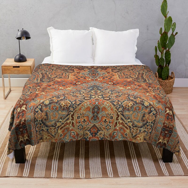 Golden Oriental Heritage Traditional Moroccan Style Throw Blanket Thin Blanket wednesday