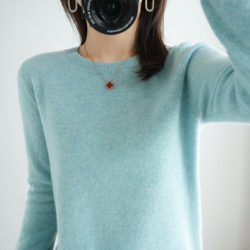 100% pura lana Cashmere maglione donna o-collo Pullover Casual lavorato a maglia top autunno/inverno giacca femminile moda coreana