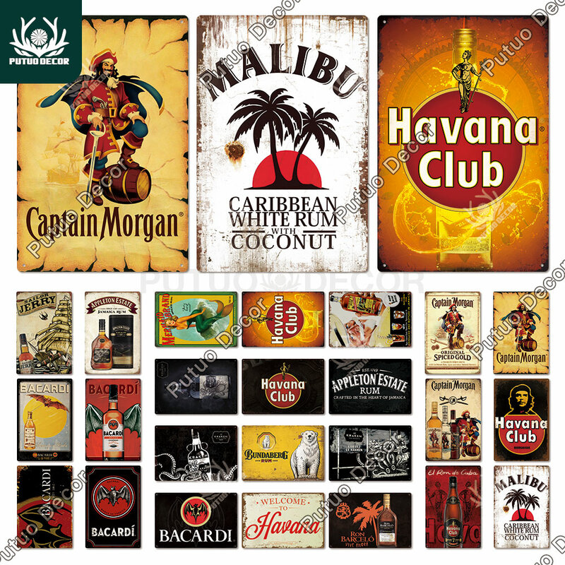 Putuo Decor Rum marka Vintage metalowe tabliczki znak blaszany kapitan Morgan zabawny plakat wystrój dla Bar Pub Club Man Cave dekoracje ścienne