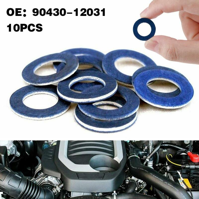 10pcs Car Engine Thread Oil Drain Sump Plug Washers Gasket 12mm Hole For Oe 90430-12031 90341-12012 Blue O7g1
