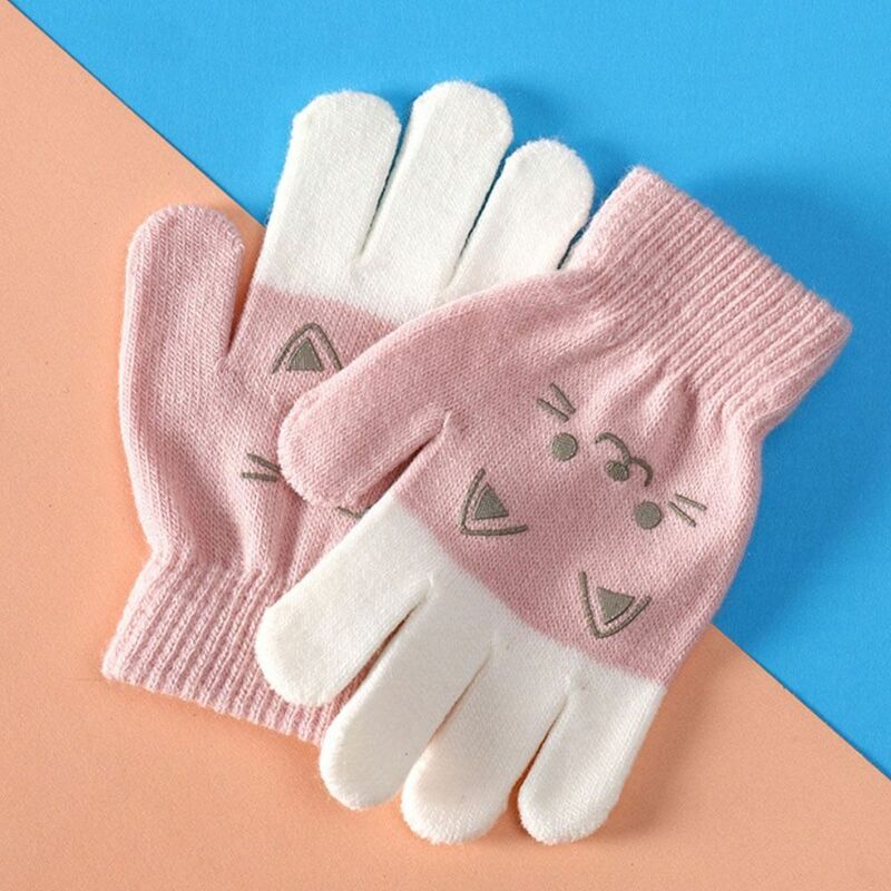 Knitted Kids Gloves Lovely Fingerless Thick Knitting Mittens Winter Warm Boys Girls
