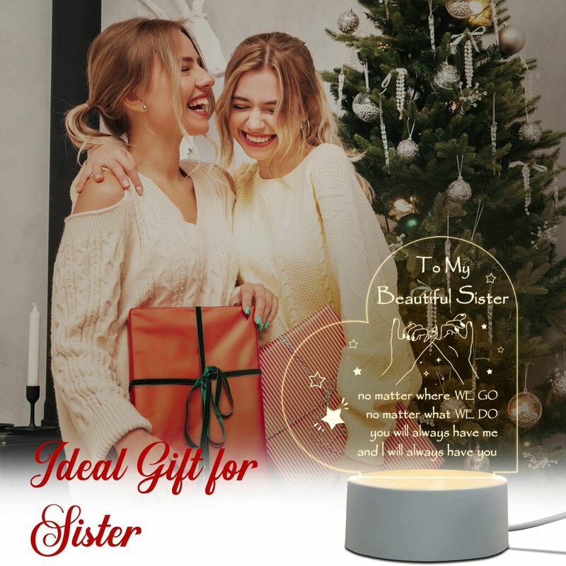 Lámpara creativa 3D para hermana, regalos de luz nocturna, regalos de hermana, regalos de cumpleaños, regalo de noche de Navidad, 1pc