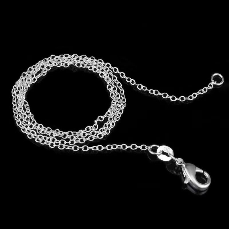 1 PCS 925 Sterling Silver 16/18/20/22/24 Inch Length 1MM Rolo Chain Fashion Necklaces For Women Men Jewelry