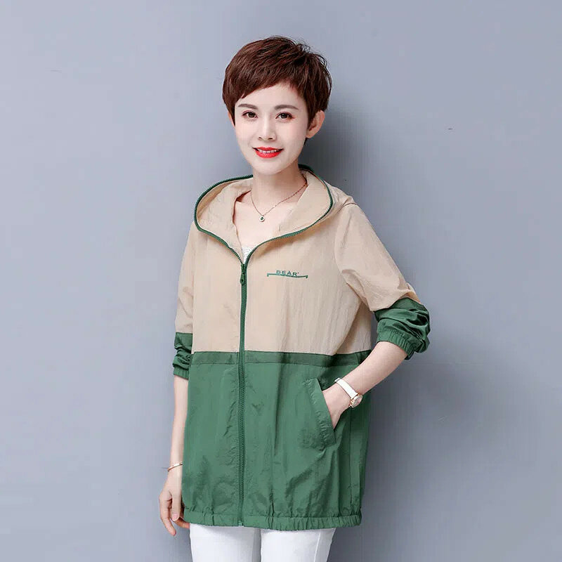 Spring Summer Coat Sun Protection Clothing Women Jacket New Hooded Sun-Protective Fashion Top Thin Loose Plus Size 5XL Jackets