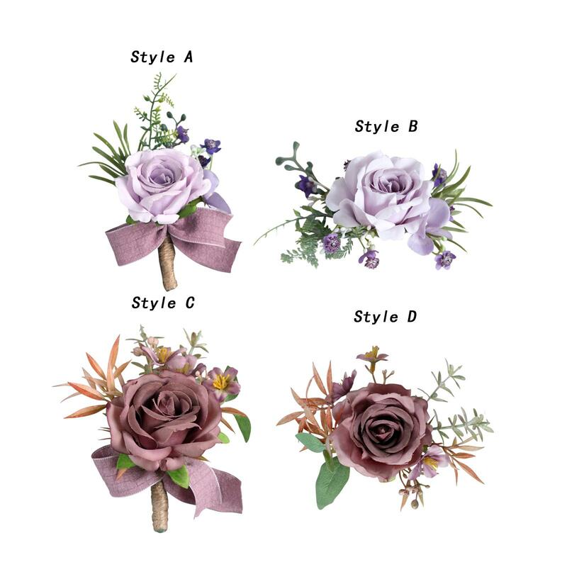 Wedding Flower Wrist Corsage Wedding Decoration Hand Flower Boutonniere for Ceremony Centerpieces Dinner Party Photo Prop Party