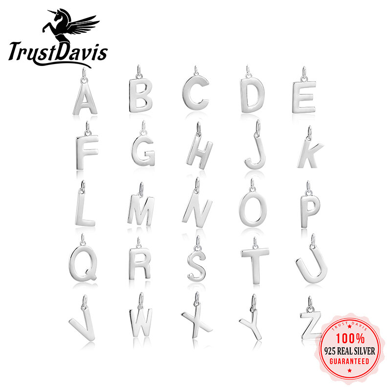 Trustdavis-Colgante de 26 letras para mujer y niña, de Plata de Ley 925 auténtica, accesorios de joyería, DS837
