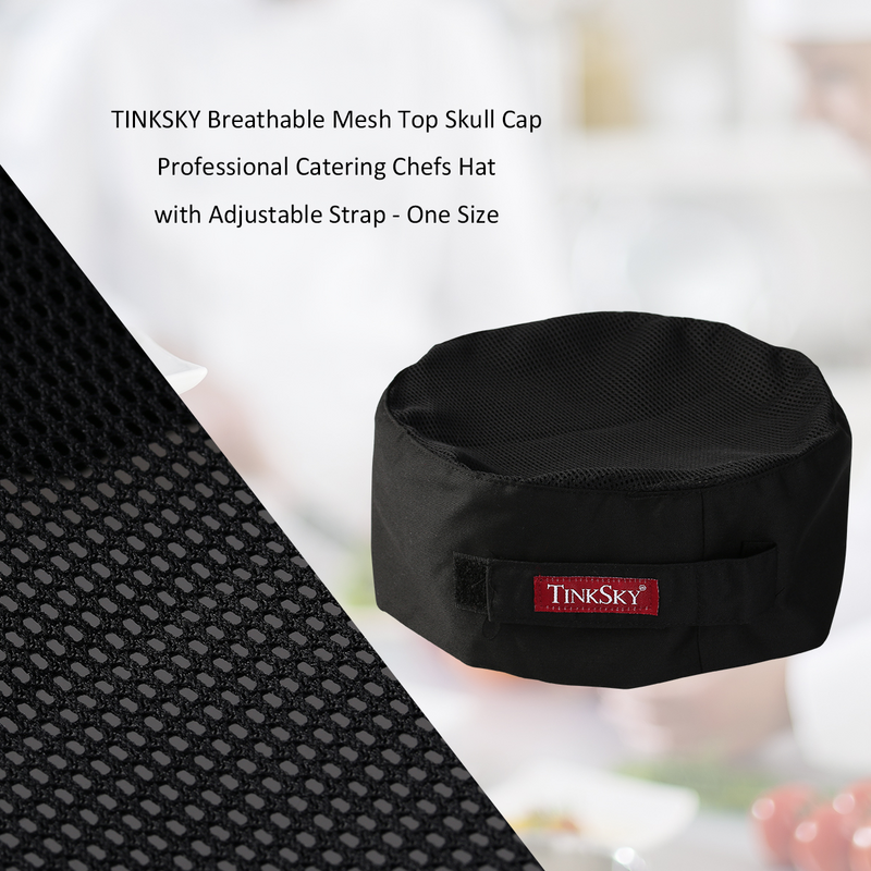 Oddychająca siatkowy Top czapka z czaszkami gotowania regulowana czapka szefa kuchni męska kuchnia piekarz elastyczna czapka Catering Cap czapka robocza