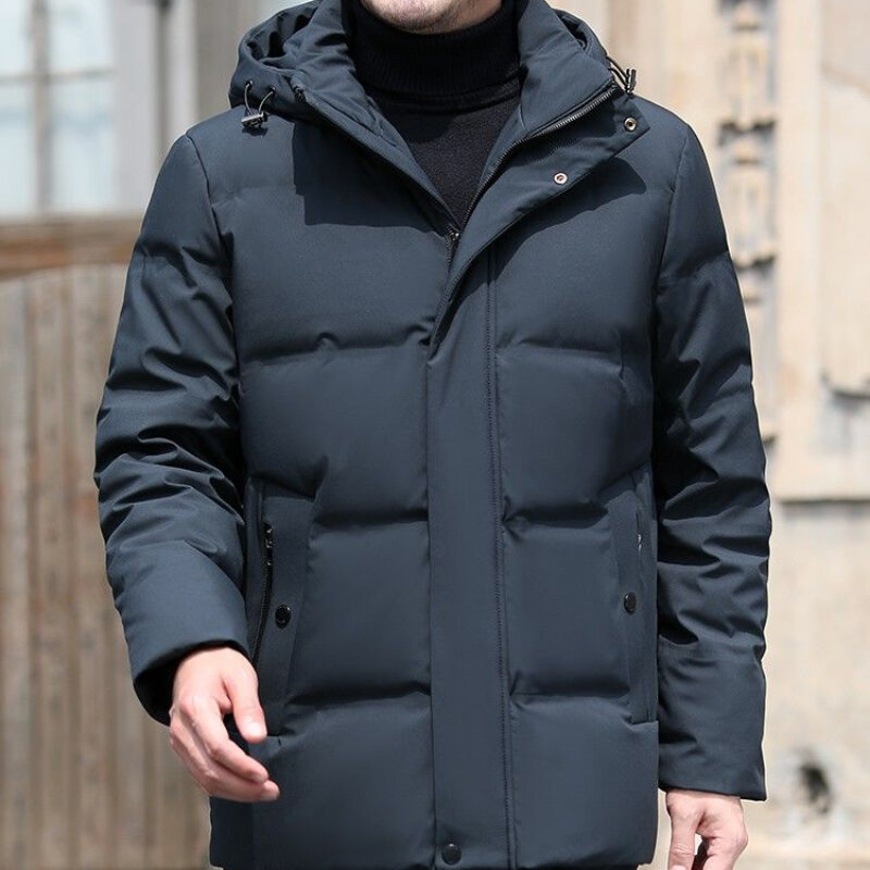 Young with Cap Middle-aged Elderly Down Jacket Men Middle-aged Down Jacket Men Short Thicker Winter Middle-aged Elderly Dad Coat