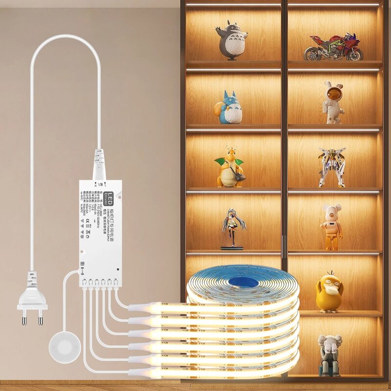 COB LED Strip Light 12V Penetrable Wood Mirror Motion Sensor Touch Dimmer Switch Kitchen Cabinet Wardrobe Backlight Closet Lamp
