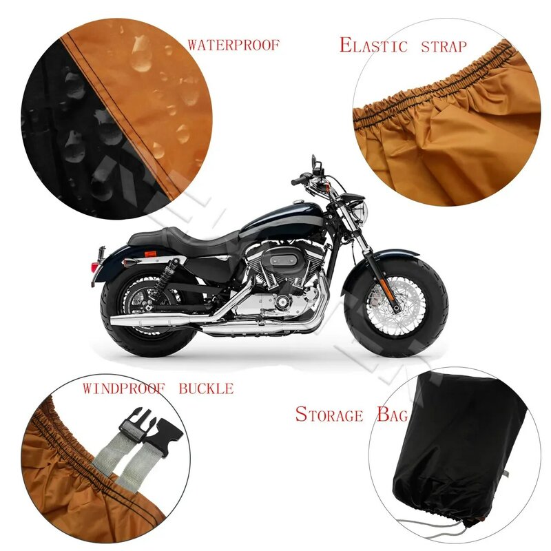Outdoor UV Protector Motos Cover, Scooter Rain Cover, Motor Chuva e Capa Poeira para Harley Touring Sportster e Dyna, M, L, XL, XXL, XXXL