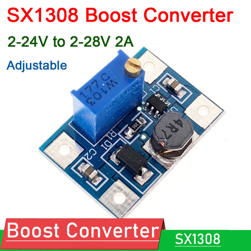 SX1308 DC-DC Boost Converter 2-24V 2V-28V 5V 9V 12V 15V 19V 2A Verstelbare Voltage Regulator Power Module