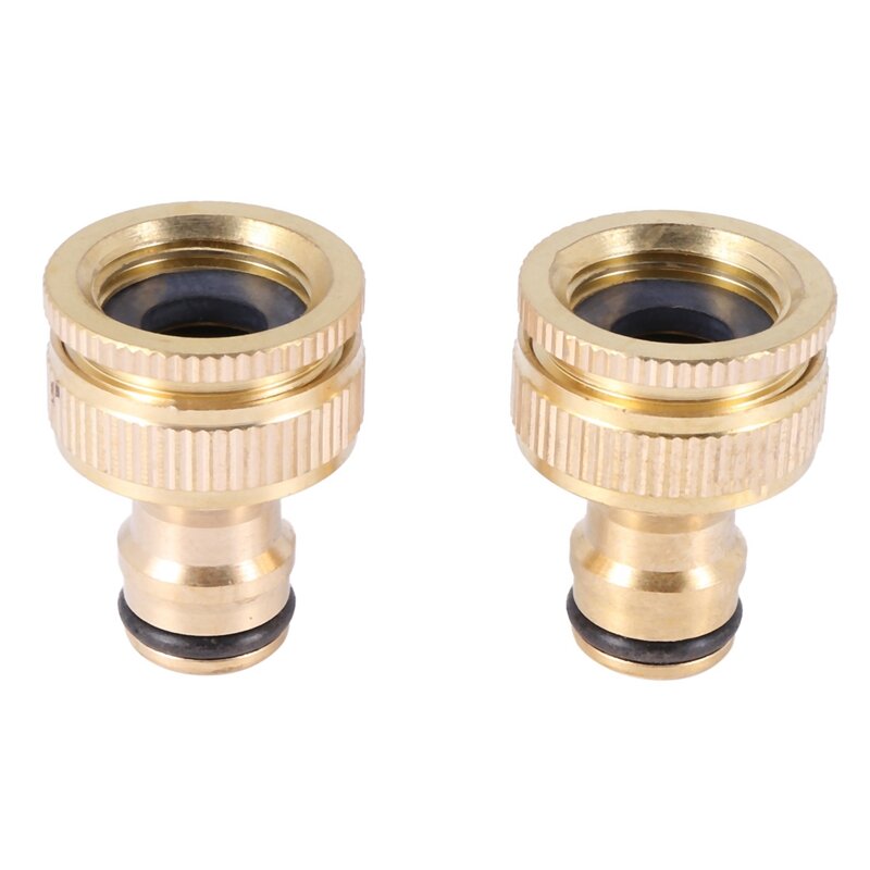 6 Pack Brass Garden Hose/Hosepipe Tap Connector 1/2 Inch And 3/4 Inch 2-In-1 Female Threaded Faucet Adapter