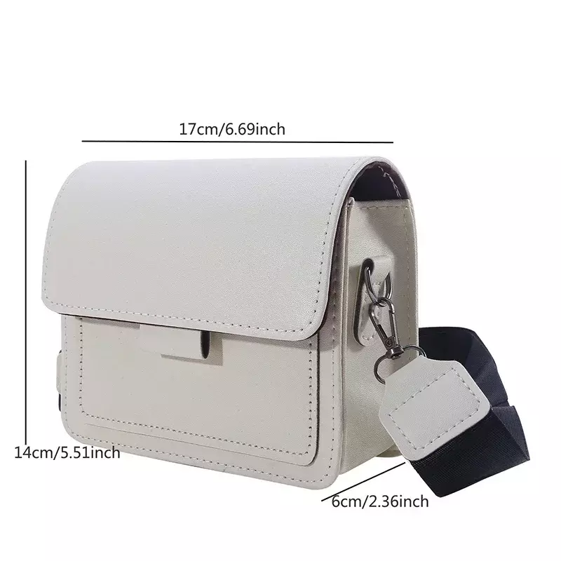 SL02   Ladies Messenger Bag New Solid Color 2023  Trendy Wide Shoulder Strap Small Square  Retro