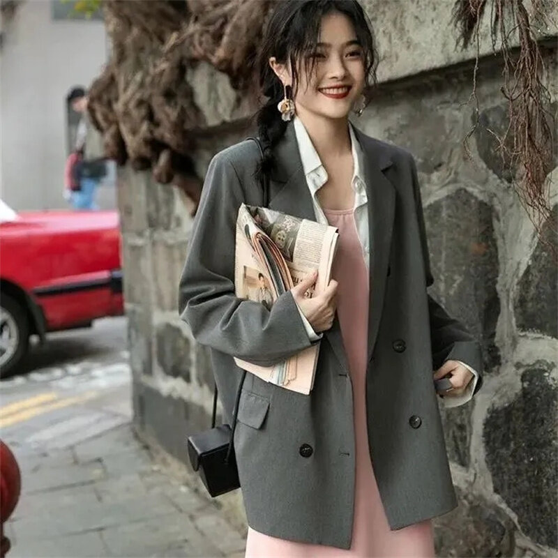 2023 New High end Small Suit Shoulder Pad Casual Pink Suit Coat Women's Spring and Autumn Design Small and Medium Weight Top