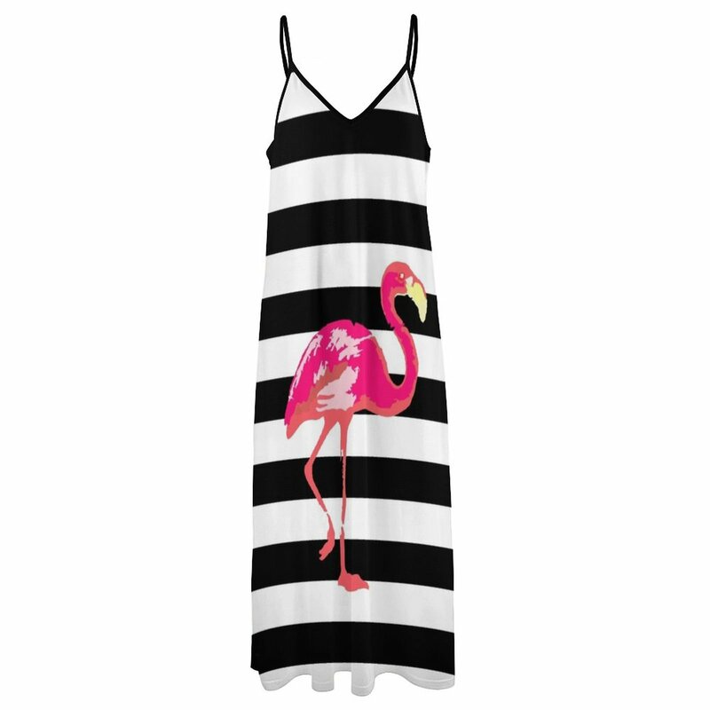 Vestido sem mangas Flamingo feminino, vestidos de festa