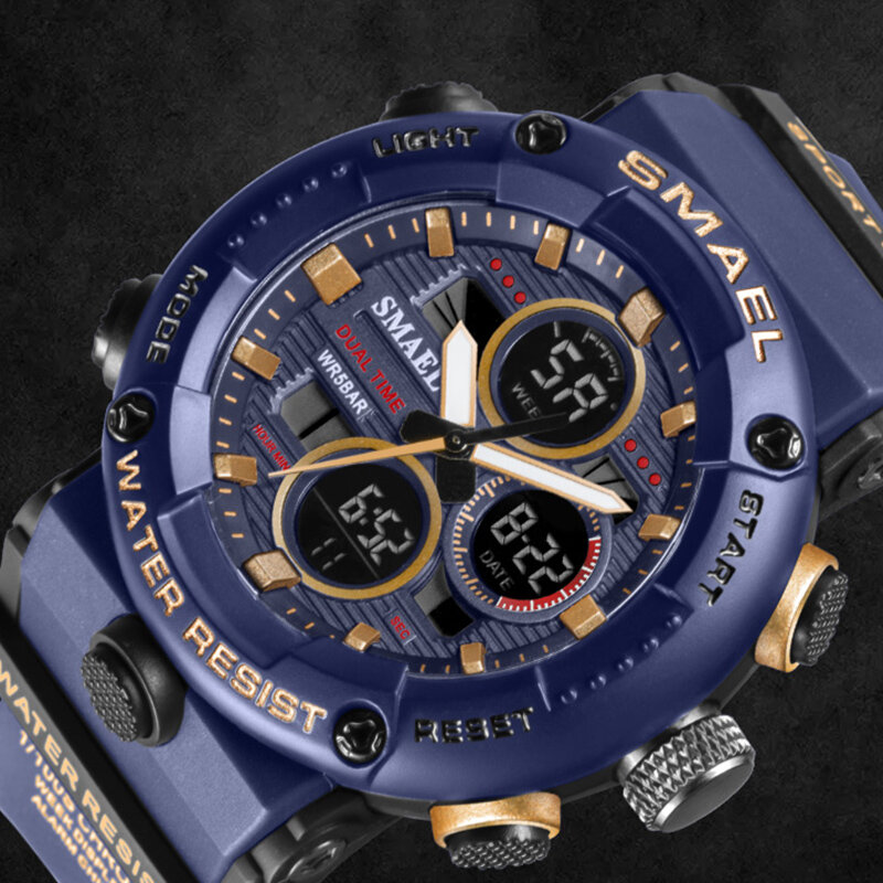SMAEL Sport Watch mężczyźni wodoodporne LED cyfrowe zegarki stoper zegarek z dużą tarczą dla mężczyzn 8038 relogio masculino mężczyźni zegarki kwarcowe