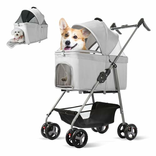 Складная коляска для собак 3 в 1, съемная коляска для домашних животных, легкая коляска для кошек со съемной дорожной коляской