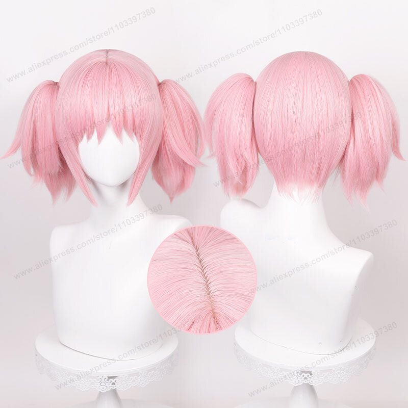 Kaname Madoka parrucca rosa corta 30cm doppia coda di cavallo Cosplay Anime bella parrucca capelli resistenti al calore Halloween + parrucca Cap