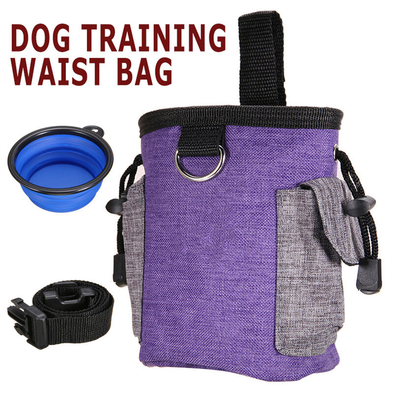 Treinamento do animal de estimação ao ar livre lanche bolsa saco da cintura do cão profissional resistência ao desgaste suprimentos do cão com dobrável tigela transporte rápido da gota