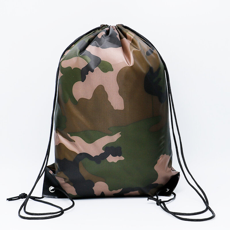 Small Fashion Gym Riding Thicken Travel Camouflage Drawstring Bag Portable Sports Bag Oxford Bag Backpack