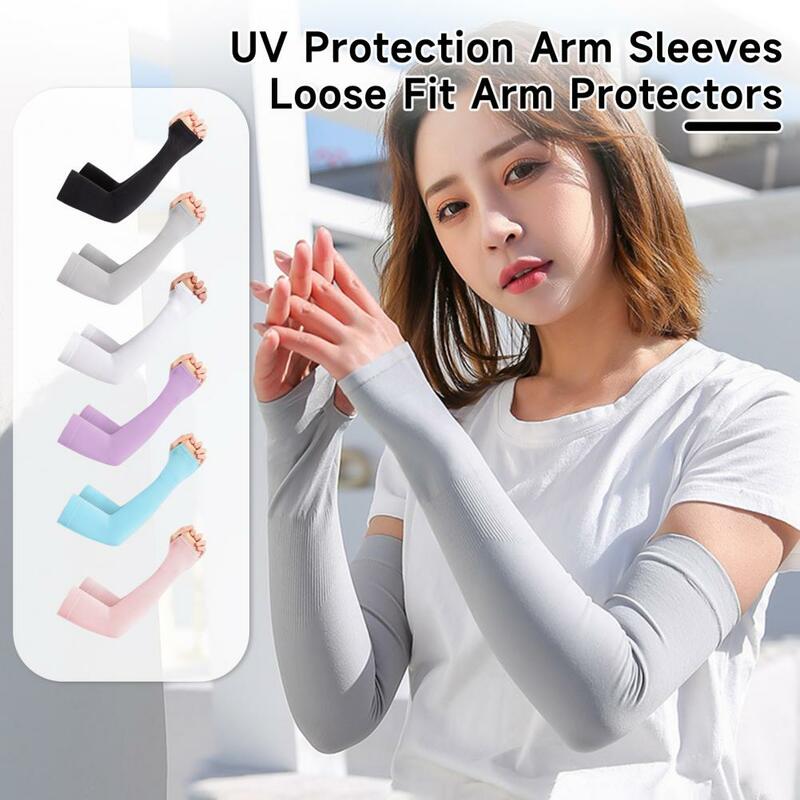 Unisex Ice Silk Arm Sleeves, Fino Anti-UV, Capas de Proteção Solar, Respirável, Ciclismo, Ao Ar Livre, Pesca, 1 Par