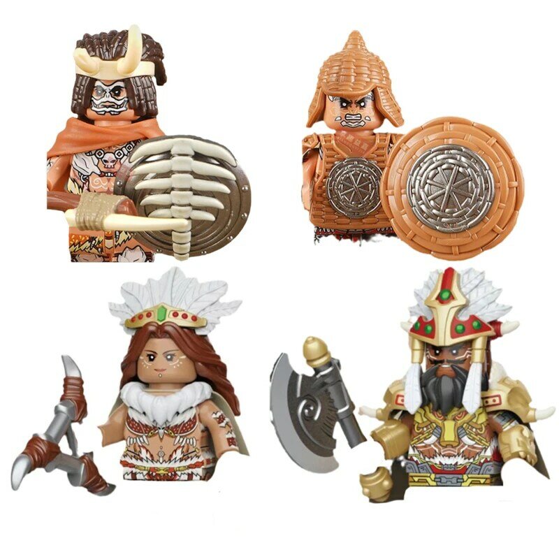 Mini poupées du temps médiéval pour enfants, roi barbare, trois royaumes, blocs de construction de figurines, jouets en briques, cadeau, nouveau, 4.5cm